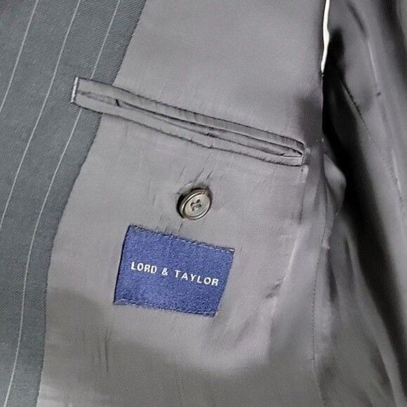 Lauren Ralph Lauren Pinstripe Wool Suit Jacket Blazer 48L Blue Navy Two Button - Picture 10 of 15